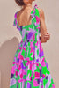 Long Floral Tie-Shoulder Smocked Midi Dress Perfect For Vacation & Summer Days by Stevvex