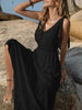 White V-Neck Tie Shoulder Maxi Dress Effortless & Flowy Summer Essential Long Girls Dress by Stevvex