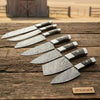 7-Piece Damascus Kitchen Knife Set — Chef, Santoku, Nakiri, Cleaver, Slicing, Utility & Paring by JW SteelCrafts