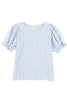 Light Blue Boho Floral Print Smocked Puff Sleeve Blouse