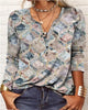 Women's Ethnic Print V-Neck Long Sleeve Loose T-Shirt by FitiqueFit