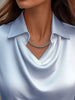 Full Size Satin Cowl Neck Long Sleeve Blouse Plus Size by Wild and Free Boutique