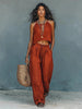 Women's Sleeveless Tank Top & Wide-Leg Pants Set – Linen Blend Summer Two-Piece by FitiqueFit