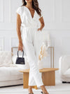 Surplice Cap Sleeve Tie Waist Jumpsuit