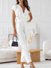 Surplice Cap Sleeve Tie Waist Jumpsuit