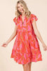 Leaf Print Ruffle Sleeve Tiered Mini Dress For Summer – Fluttering, Playful and Feminine Dress with Layered Details by Stevvex