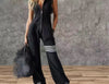 Women's Sporty Retro Lace-Up Striped Sleeveless Hooded Jumpsuit – Wide Flare Leg by FitiqueFit