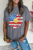 Gray Flag Pattern Sunflower Graphic Crew Neck Tee by Wild and Free Boutique