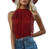 Red Tassel Halter Sleeveless Womens Tank Top by My Store