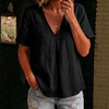 Women's Pleated Cotton-Linen Short-Sleeve Shirt – 5 Colors S–XXL by FitiqueFit