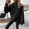 Women’s Elegant Off-Shoulder Turtleneck Sweater — Long Sleeve Knit Top by FitiqueFit