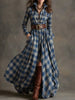Women's Plus Size Plaid Print Long Sleeve Shirt Dress with Pockets by FitiqueFit