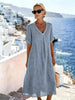 Patchwork Asymmetrical Maxi Dress – Relaxed V-Neck Style by FitiqueFit