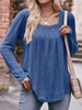 Pleated Square Neck Long Sleeve T-Shirt by Simply Love
