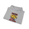 Tacos Not Tariffs Hoodie | political taco pun, protest typography by Tristan’s Treehouse