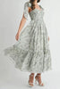 Floral Bust Ruched Midi Dress with Shoulder Tie For Women – Ruched Midi Dress For Summer, Floral Bust Dress, Shoulder Tie Dress, Feminine Midi Dress, Chic Event Dress by Stevvex