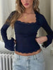 Lace Trim Long Sleeve T-Shirt by Simply Love