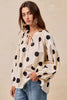 BiBi Polka Dot Exaggerated Balloon Sleeves Blouse by FitiqueFit