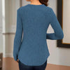 Women's Solid Color Button V-Neck Long Sleeve Knit Top by FitiqueFit