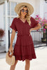 Short Sleeve Tiered Mini Dress Feminine & Flowy Modern Women Summer Dress by Stevvex