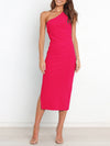One-shoulder Vest Pleated Dress Women