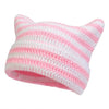 Women’s Hand Knitted Striped Cat Hat – Cute Warm Winter Beanie by FitiqueFit