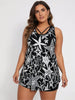 Women's High-Neck Tankini Set with Bikini Bottoms – Plus Size by FitiqueFit