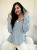 Culture Code Full Size Ribbed Zip Up Drawstring Hooded Jacket Women Trendy Jacket With Adjustable Hood For Women by Stevvex