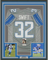 Framed Autographed/Signed D'Andre Swift 35x39 Detroit Grey Football Jersey JSA COA