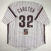 Autographed/Signed Steve Carlton Philadelphia Pinstripe Baseball Jersey JSA COA