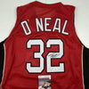 Autographed/Signed Shaquille Shaq O'Neal Miami Red Basketball Jersey JSA COA