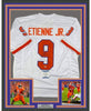 Framed Autographed/Signed Travis Etienne Jr. 35x39 Clemson White College Football Jersey Beckett BAS COA