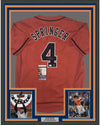 Framed Autographed/Signed George Springer 35x39 Houston Orange Baseball Jersey JSA COA