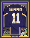 Framed Autographed/Signed Daunte Culpepper 35x39 Minnesota Purple Football Jersey Schwartz Sports COA Holo Only
