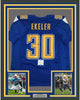 Framed Autographed/Signed Austin Ekeler 35x39 Los Angeles LA Color Rush Football Jersey Beckett BAS COA