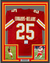 Framed Autographed/Signed Clyde Edwards-Helaire 35x39 Kansas City Red Football Jersey Beckett BAS COA