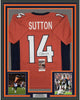 Framed Autographed/Signed Courtland Sutton 35x39 Denver Orange Football Jersey JSA COA