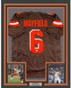 Framed Autographed/Signed Baker Mayfield 35x39 Cleveland Football Brown Jersey JSA COA