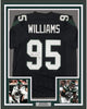 Framed Autographed/Signed Quinnen Williams 35x39 New York Black Football Jersey JSA COA