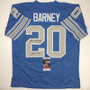 Autographed/Signed Lem Barney HOF 92 Detroit Blue Football Jersey JSA COA