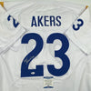 Autographed/Signed Cam Akers Los Angeles LA White Football Jersey JSA COA