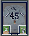 Framed Autographed/Signed Gerrit Cole 35x39 New York Grey Baseball Jersey JSA COA