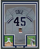 Framed Autographed/Signed Gerrit Cole 35x39 New York Grey Baseball Jersey JSA COA