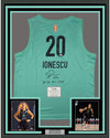 Framed Autographed/Signed Sabrina Ionescu 2020#1 Pick 35x39 New York Liberty Green Basketball Jersey Fanatics COA