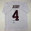 Autographed/Signed Jerry Jeudy Alabama White College Football Jersey Beckett BAS COA