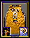 Framed Autographed/Signed Kobe Bryant 35x39 Los Angeles LA Yellow Basketball Jersey PSA/DNA COA