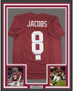Framed Autographed/Signed Josh Jacobs Roll Tide 35x39 Alabama Red College Football Jersey Beckett BAS COA