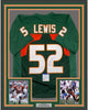 Framed Autographed/Signed Ray Lewis 35x39 Miami Green College Football Jersey PSA/DNA COA