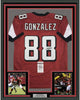 Framed Autographed/Signed Tony Gonzalez 35x39 Atlanta Red Football Jersey JSA COA