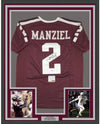 Framed Autographed/Signed Johnny Manziel 35x39 Texas A&M Maroon College Football Jersey PSA/DNA COA